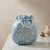 Elegant sky blue peach pearl embroidered potli bag with beaded handle