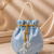 Elegant sky blue pearl embroidered potli bag with beaded handle