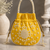 Luxury yellow pearl embroidered potli bag with beaded handle – bridal & festive clutch
