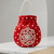 Elegant red pearl embroidered potli bag with beaded handle