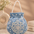 Elegant sky blue pearl embroidered potli bag with beaded handle