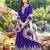 Purple chinon stitched gown with embroidery with digital print dupatta full sleeve embroidered