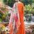 Orange chinon stitched gown with embroidery with digital print dupatta full sleeve embroidered