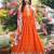 Orange chinon stitched gown with embroidery with digital print dupatta full sleeve embroidered