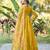 Yellow chinon stitched gown with embroidery with digital print dupatta full sleeve embroidered