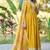 Yellow chinon stitched gown with embroidery with digital print dupatta full sleeve embroidered