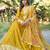 Yellow chinon stitched gown with embroidery with digital print dupatta full sleeve embroidered