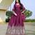 Purple chinon stitched gown with embellished dupatta full sleeve embroidered