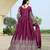 Purple chinon stitched gown with embellished dupatta full sleeve embroidered