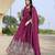 Purple chinon stitched gown with embellished dupatta full sleeve embroidered