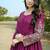 Purple chinon stitched gown with embellished dupatta full sleeve embroidered