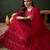 Pink faux georgette stitched gown with lace dupatta full sleeve embroidered