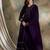 Purple faux georgette stitched gown with lace dupatta full sleeve embroidered