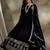Black faux georgette stitched gown with embroidered dupatta full sleeve embroidered