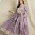 Purple chinon stitched gown with embroidered dupatta full sleeve embroidered