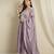 Purple chinon stitched gown with embroidered dupatta full sleeve embroidered