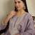 Purple chinon stitched gown with embroidered dupatta full sleeve embroidered