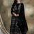 Black faux georgette stitched gown with jacket with embroidered dupatta full sleeve embroidered