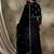 Black faux georgette stitched gown with jacket with embroidered dupatta full sleeve embroidered