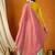 Yellow faux georgette stitched gown with lace dupatta full sleeve embroidered
