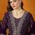 Purple faux georgette stitched gown with lace dupatta full sleeve embroidered