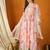 Peach tp silk stitched gown with lace dupatta full sleeve embroidered