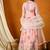 Peach tp silk stitched gown with lace dupatta full sleeve embroidered