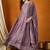 Purple chinon stitched gown with embroidered dupatta full sleeve embroidered