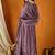 Purple chinon stitched gown with embroidered dupatta full sleeve embroidered