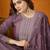 Purple chinon stitched gown with embroidered dupatta full sleeve embroidered
