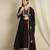 Black chinon stitched gown with embroidered dupatta full sleeve embroidered