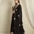 Black chinon stitched gown with embroidered dupatta full sleeve embroidered
