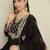 Black chinon stitched gown with embroidered dupatta full sleeve embroidered