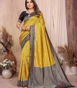 mustard banarasi silk jacquard saree for woman