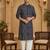 Multi shades men's navt blue rayon kurta full sleeve