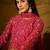 Pink chinon stitched gown with embroidered dupatta 3/4 sleeve embroidered