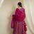 Maroon chinon stitched gown with embroidered dupatta full sleeve embroidered