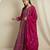 Maroon chinon stitched gown with embroidered dupatta full sleeve embroidered