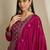 Maroon chinon stitched gown with embroidered dupatta full sleeve embroidered