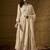Cream faux georgette stitched gown with lace dupatta full sleeve embroidered