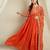 Orange chinon stitched gown with embroidered dupatta full sleeve embroidered