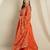 Orange chinon stitched gown with embroidered dupatta full sleeve embroidered