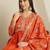 Orange chinon stitched gown with embroidered dupatta full sleeve embroidered