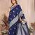 navy blue banarasi silk jacquard saree for women