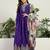 Purple chinon stitched gown with embroidery with digital print dupatta full sleeve embroidered