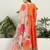 Orange chinon stitched gown with embroidery with digital print dupatta full sleeve embroidered
