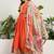 Orange chinon stitched gown with embroidery with digital print dupatta full sleeve embroidered