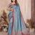 blue banarasi silk jacquard saree for women