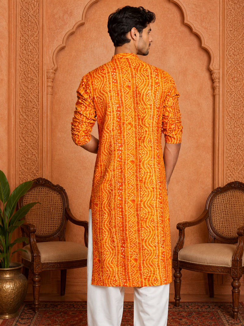 Multi shades men's mustrad rayon kurta full sleeve