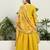 Yellow chinon stitched gown with embroidery with digital print dupatta full sleeve embroidered